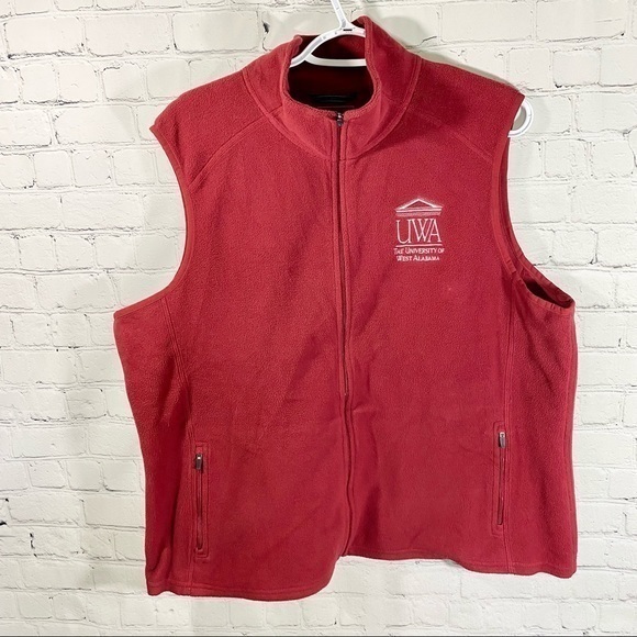 LL Bean Red Fleece Jacket Vest Zip Front 1X - Picture 1 of 6